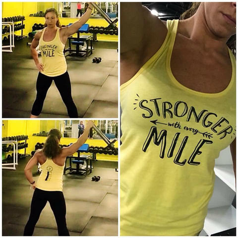 Stronger With Every Mile Women's Racerback Tanktop