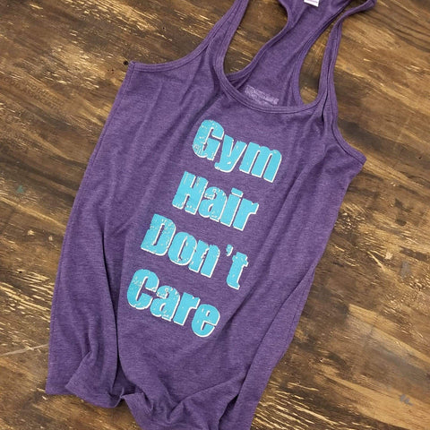 Gym Hair Don't Care WOMEN'S RACERBACK TANKTOP